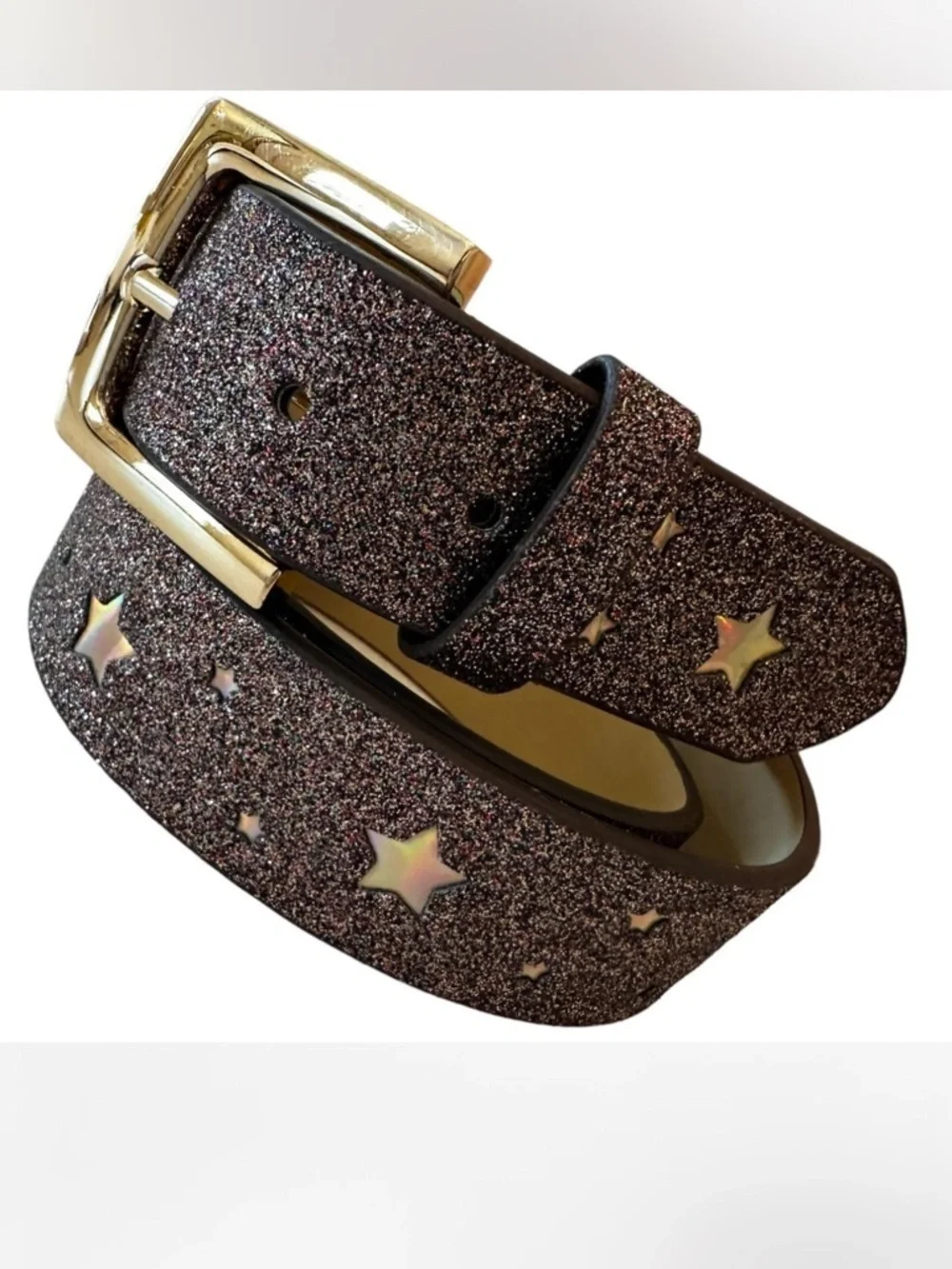 Vegan Leather Rainbow Glitter Belt with Stars